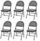COSTWAY 2/4/6 Pack Fabric Padded Folding Chair, Metal Frame Easy Storage Conference Chair with Sponge Seat, Backrest & Foot Pads, Hall Guest Seating for Bedrooms Office Events (6, High Back, Grey)
