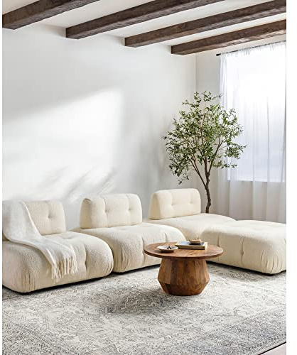Livabliss x Becki Owens Margot Vintage Rug - Area Rugs for Living Room 120x170 cm, Bedroom - Scandi Neutral Rugs, Traditional Patterned Boho Style, Natural Easy Care Pile - Large Rug, White, Brown