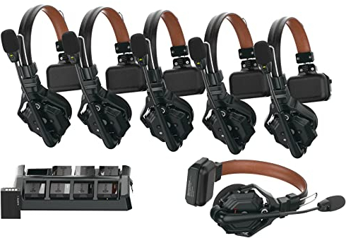 Hollyland Solidcom C1 Pro Wireless Intercom Headset System ENC Noise Cancellation Full Duplex 6-Person 1100ft Team Communication with PTT Mute Single Ear headset for Church Drone TV Film Production