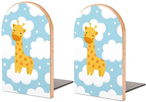 Serre-livres pour étagères pour contenir des livres, girafe, joli nuage, petit bouchon de livre antidérapant, décoration en bois pour la maison, le bureau