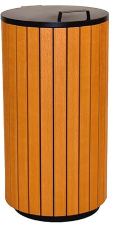 PROREGAL Robuster Abfallbehälter für den Außenbereich mit verzinktem Innenbehälter | 90 Liter, HxØ 86x46cm | Holzoptik, Anthrazit