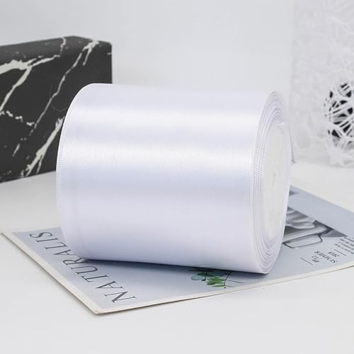 ZYOOO 10cm * 22m Satinband Weiße Breit - Weiss Schleifenband Geschenkband zum Hochzeit Geschenk Dekoration