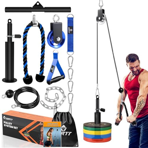 Pulley Pro Home Cable Pulley System Gym, SERTT DIY Weight Pulley System, Gym Pulley System Attachments for Biceps Curl, Triceps, Chest Workout, LAT and Lift Home Gym Fitness Equipment