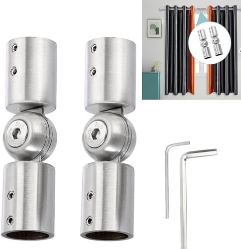Cokritsm Eckverbinder Gardinenstange 25mm Eckverbinder für Gardinenstangen, Verstellbarer Eckverbinder für Gardinenstange Winkelverbinder Edelstahl