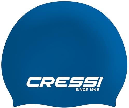 Cressi Eddie Swim Cap - Badekappe Unisex, Blau/Weiß, Einheitsgröße