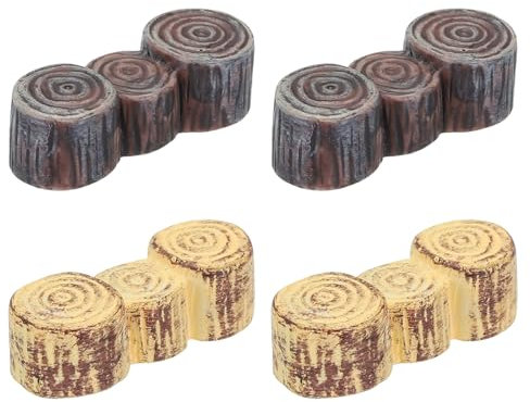 sourcing map Miniatura Troncos de Árboles Taburetes Raíz Bonsái Micro Casa de Muñecas para Acuario Decoración de Paisaje Jardín Gris y Color Madera 4 Sets