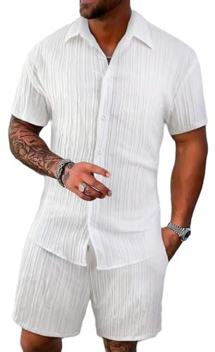 Männer Trainingsanzug Polo Shirt Set Knopf Kurzarm Strand Joggers Gym Top Casual Laufen Sport Sweat Activewear 2-teilige Anzughose