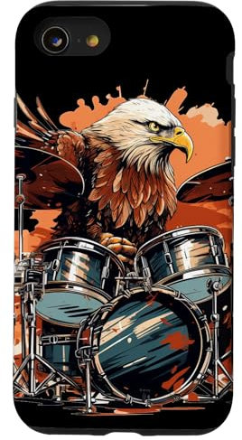 Batterie patriotique avec aigle pour les amateurs de musique à percussion Coque pour iPhone SE (2020) / 7 / 8
