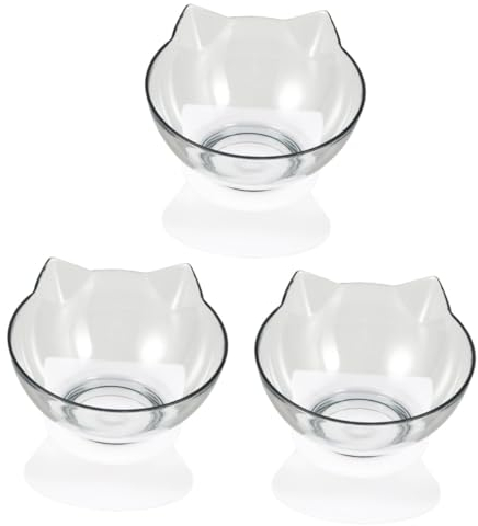 VANZACK 3 Pièces Bol De Chat Gamelles en Plastique pour Bol Transparent Bols De Nourriture pour Chat Gamelle Surélevée pour Chat Gamelle pour Chat Chats Nacré Bol De Protection