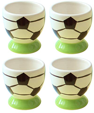 QTANZIQI Juguetón Juego de 6 Divertidas hueveras de Porcelana para niños - Diseño de Coche Verde (Disponible en versión fútbol, Juego de 4) Silk Pillowcase