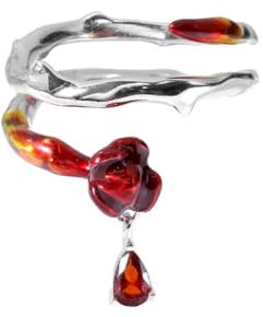 Sxett Y2K Bague ouverte pour femme Motif rose rouge, Comme décrit