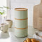 New 3 Pieces Jar with Wooden Lid Tea Coffee Sugar Stackable Canister Storage Container Bowl Pots Kitchen Storage Tins (Sage)
