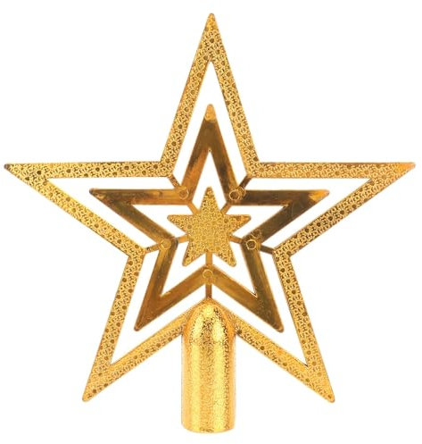 Weihnachtsbaumspitze Stern Gold (20cm) – Glitzernde Weihnachtsbaumspitze für eine Festliche Dekoration, Christbaumspitze Stern Gold als Elegante Tannenbaumspitze, Perfekter Baumspitze Goldener Sterns
