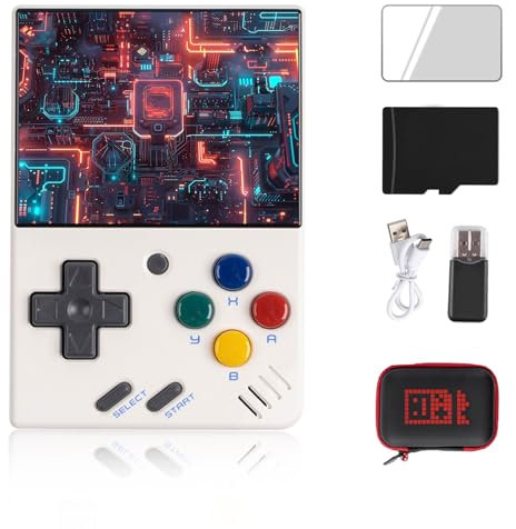 Miyoo - Mini console di gioco portatile, 2,8 pollici, sistema classico IPS, console per videogiochi retrò, con scheda TF da 128 G e console portatile Networt wireless, console di gioco casual (bianco)