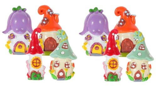 ibasenice 8pcs Miniature Resin Fairy House Figurines for Landscape Decor Portable House Ornaments for Garden Plant Pot Creative Desktop Decoration for Home