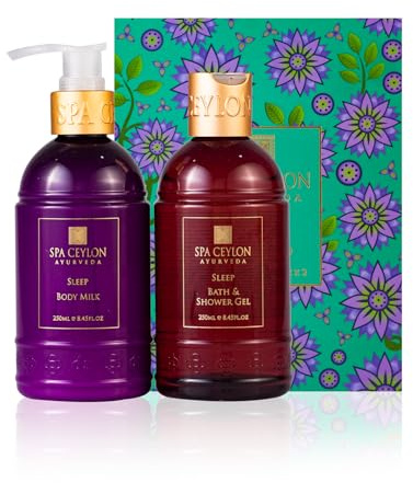 Spa Ceylon Sleep Bath & Body Duo Set | Lavender Ylang Ylang Body Wash & Body Lotion Set | Organic & Natural | Gift set | Luxury Ayurveda | 250ml x 2