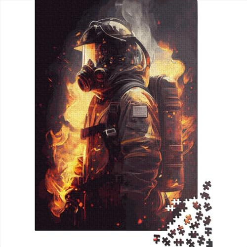 Feuerwehr Flammen Puzzle Bunte Papier Rechteck Puzzle für Frauen und Männer Geburtstagsgeschenk 38x26cm/1000 Teile