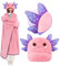 Mewaii Tragbare Decke mit Kapuze und Ärmeln im Axolotl Design Kuscheldecke mit Handschuhen Weiche Flanell Sherpa Decke für Damen und Herren Ideal für Zuhause Reisen und Tierliebhaber