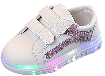 SRTUMEY Baskets de marche lumineuses à DEL pour petites filles - Cadeau d'anniversaire pour enfants et bébés - Baskets de sport athlétiques, W Rose, 25 EU