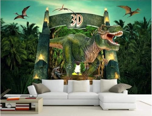 Forêt Primaire Dinosaures Papier Peint 3D Intissé Bureau Salon Canapé Chambre Fond Décoration Murale-430cm×300cm