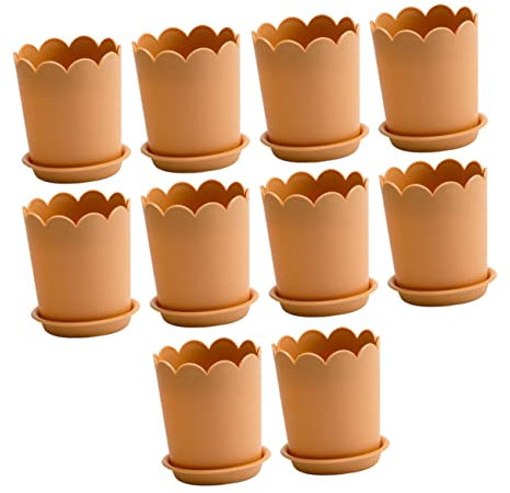 SEWOART 10 Ensembles Pot de Fleurs Roses Jardiniere Plastique Pot de Fleur Plastique Planteur infuseur Pot de Fleur avec Pots de Fleurs Pot de Fleur Interieur conteneur de Jardinage Orange