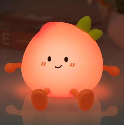 Yiliaw Peach Nachtlicht für Baby & Kinderzimmer, USB Aufladbar, Dimmbar, LED Nachtlampe mit Süßem Pfirsich Design – Schlafhilfe und Stilllicht für Babys und Kinder