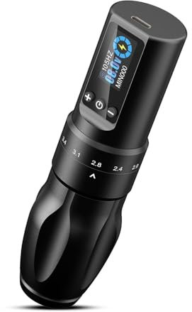 INKin Tattoo Maschine Set – Kabellose Tattoo Maschine mit Akku 1600mAh, Verstellbare Anschläg 2,0-4,0mm, Digitaler OLED für Tattoo Anfänger und Künstler
