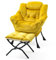 SNDMOR Sessel mit Hocker, Sessel Relaxsessel mit Metallgestell, Minimalistischer Polstersessel mit Seitentaschen, Geeignet für Schlafzimmer, Wohnzimmer, Balkone, Studie（Gelb）