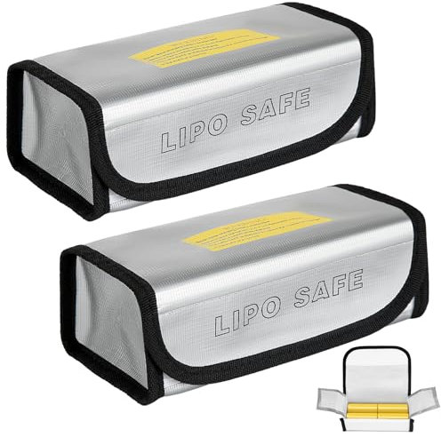 2PCS Lipo Safe Bag,Akku Tasche Feuerfest,Lipo Bag Feuerfest Explosionsgeschützte, Feuerfeste Taschen können in Büros, Schlafzimmern und Autos verwendet Werden.