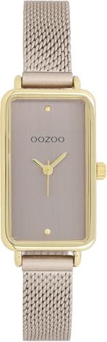 Oozoo Timepieces Damen Uhr in Gold I Armbanduhr Damen mit Lederarmband I Moderne Uhr für Frauen I Edle Analog Damenuhr Rechteckig 19x31mm Gehäuse C11530