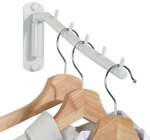Mooche 180° Drehbare Kleiderstangen-Haken 27CM Wandhaken Edelstahl Weiß | Wandhaken mit 180° Rotation, Wandhaken Kleiderlüfter, Platzsparend Kleiderstange für Kleider, Taschen oder Accessoires