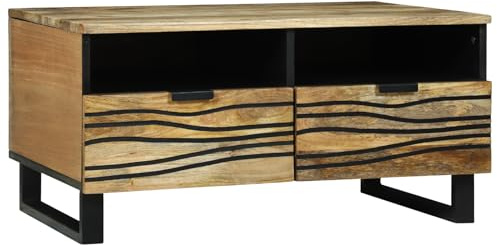 vidaXL Couchtisch mit Schubladen Braun und Schwarz 80 x 54 x 40 cm, Wohnzimmer, rechteckiger Couchtisch, rustikaler Industrie-Style, vielseitiges Möbel, viel Stauraum, eleganter Look