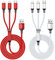 Multi Charging Cable 2 Packs, 3A 3 in 1 Fast Charging Cord,1.25M Nylon Braided Multiple USB Cable with iP Micro USB Type C Port for iPhone,Samsung,PS4, Tablet, Xiaomi and More（Red+Sliver）