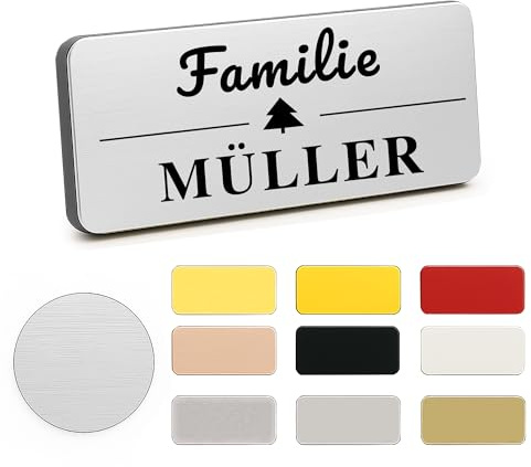 XMHome 2 Stueck XL Türschild Namensschild für Haustür Briefkasten oder Klingel Türschilder auch als Büroschild nutzbar personalisierbar mit Namen & Symbol wetterfeste Lasergravur Mehrere Farben (2)