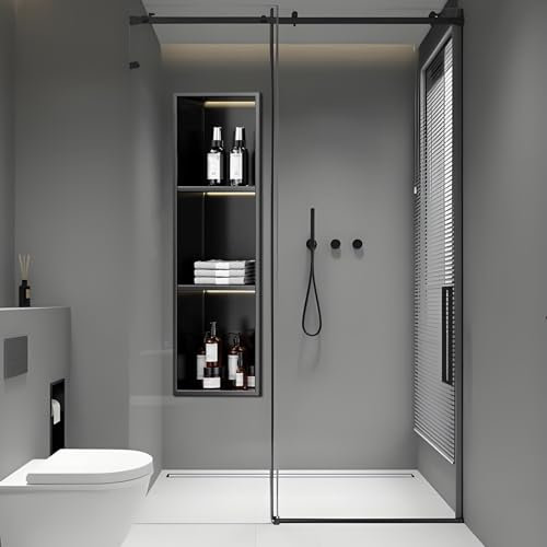 Baodiale Nicho de Ducha de Acero Inoxidable con luz LED sin Necesidad de Azulejos Nicho de Pared, Estante de Ducha Empotrado para Almacenamiento en el baño