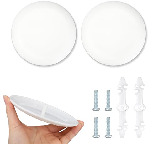 2pcs CP3540 Plaque Plafond, Plastique Couvercle Rond Boîte Électrique pour Trous de 8,89 à 10,16cm Cache Détecteur de Fumée Cache-Trou Luminaire (Blanc)