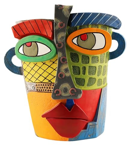 Licsaliwe Planteur de Visage Abstrait, Vase de tête en résine Couleur Arc-en-Ciel, Pot drôle Unique pour Cour, Jardin, décor Balcon / 7x6 Pouces