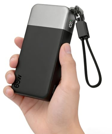 NOBIS Power Bank 20000mAh 65W con Cavo USB-C Rimovibile, per Phone 17 Pad