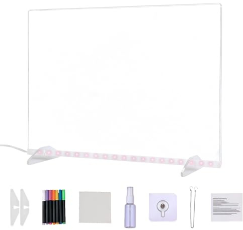 Generic Großes LED-Acryl-Nachrichtenbrett, leuchtendes Zeichenbrett für junge Künstler, löschbares DIY-Notizbrett mit USB-Dimmung, ideal für Party-Dekoration, Schlafzimmer, Zuhause