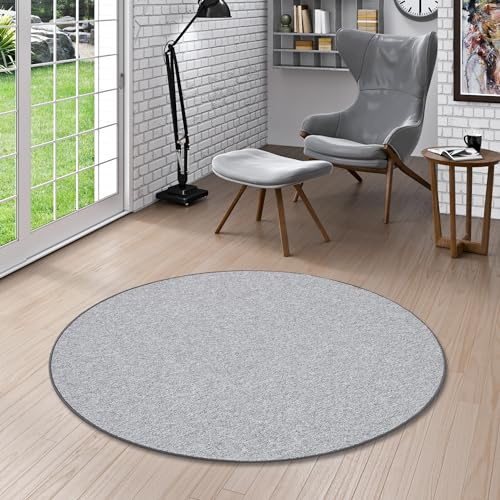 STRONG Feinschlingen Velour Teppich Silbergrau Rund in 7 Größen