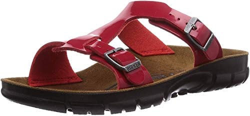 Birkenstock Damen-Pantolette Sofia, BirkoFlor, schmal, Tango Rot, Größe 42 263263-42 (Pantolette Schuh Latsche Zweischnaller Schuhe Sandale Slipper Pantoffel Schluffen Schlappen Schlappe Sandalette)