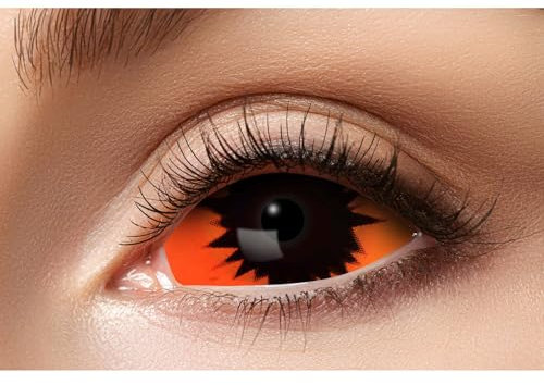 Eyecatcher 84091541.s09 - Farbige Sclera Kontaktlinsen, 1 Paar, für 6 Monate, Schwarz, Orange, Karneval, Fasching, Hallowee