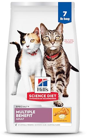 Hill's Science Diet Adult 1-6 Multiple Benefit Dry Cat Food, Chicken, 7 lb. Bag