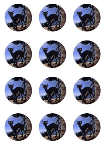 Muffinaufleger Cupcakes Muffins Halloween Zuckerpapier schwarze Katze HW06