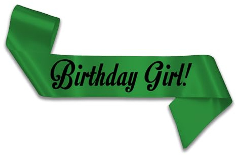 My Pretty Little Gifts Birthday Girl Sash - 160cm: Green - 16th 18th 21st 30th 40th 50th 60th Party Gift