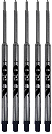 UK Seller! Sets of Pen Refills Compatible with Waterman Ballpoint Pens. Medium Point Ballpoint Soft Roll Refills (Set of 5 Black Ink)