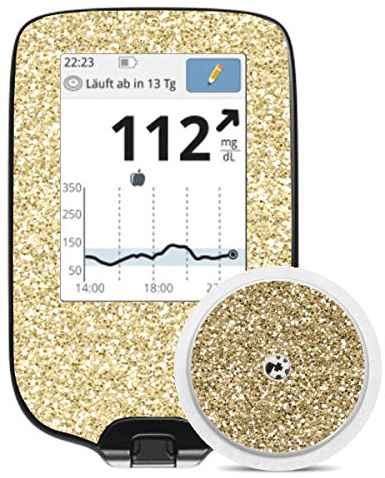 Diasticker Freestyle Libre Messgerätsticker Glitzeredition (Gold Glitzer)