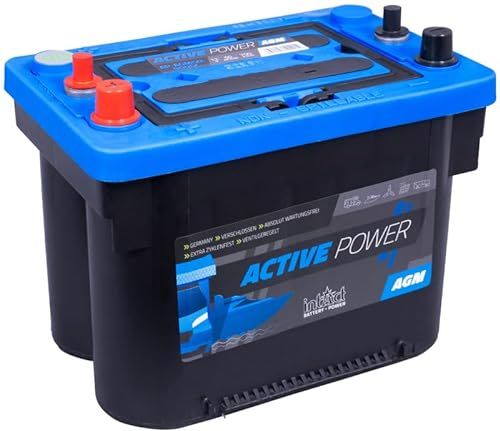 intAct AGM Versorgungsbatterie 12V 50Ah - speziell für Camping, Wohnmobil und Boote - auslaufsichere und wartungsfreie AGM-Batterie - Maße (LxBxH): 260x173x206mm, Pluspol links