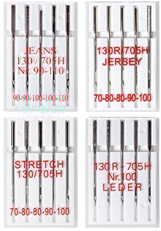 Faden & Nadel 20 Nähmaschinennadeln, LEDER, Stärke 100, System: Flachkolben (130R/705H) - für Haushaltsnähmaschinen