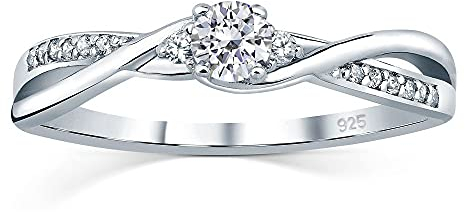 SILVEGO – FNJR085sw - Verlobungsring aus 925 Sterling Silber mit Swarovski Zirconia